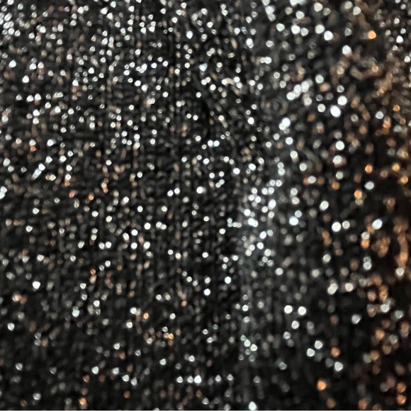 August Silk Black Metallic Silk Mock Neck Top Size M - Picture 6 of 7